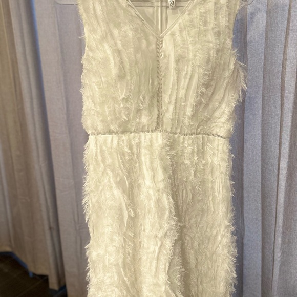 Lapis‎ Cream soft Sheath Dress Sleeveless Crew Neck with fringe/ tulle de… - Picture 2 of 6